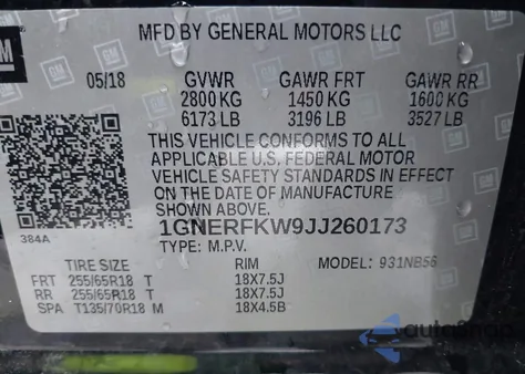 2018 Chevrolet Traverse Ls z USA, uszkodzony, nr VIN 1GNERFKW9JJ260173